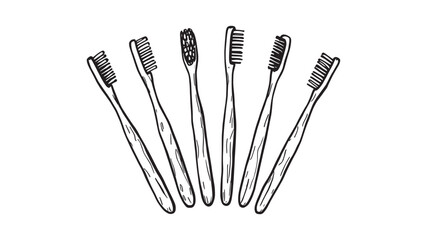 Bamboo Toothbrush Line Art Illustration Sustainable Beauty for Your Teeth