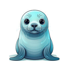 Fototapeta premium Adorable Baby Seal Pup Cartoon Illustration Perfect for Children's Books or Cute Animal Designs
