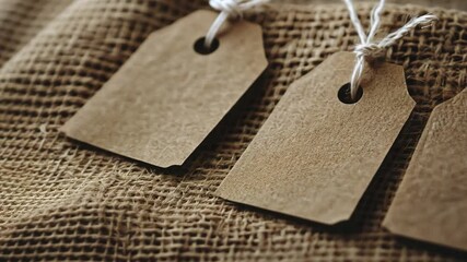 Blank price tags on burlap