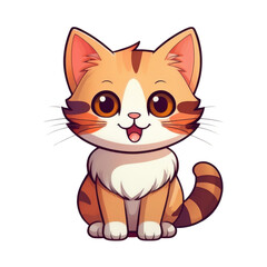 Adorable Orange Tabby Kitten Cartoon Illustration Perfect for Children's Books or Cute Pet Products