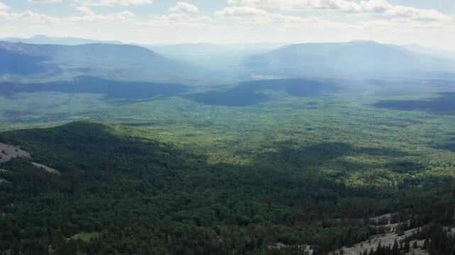 Southern Urals, Zyuratkul National Park: mountain range. Aerial view.
