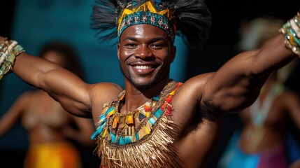 Vibrant cultural festival with dancer
