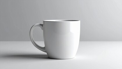 Fototapeta premium Elegant white coffee mug minimalistic studio setting product photography clean background contemporary design concept for home and office