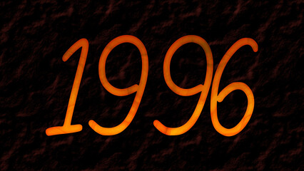 3D fire text effect of number 1996 on dark background.	