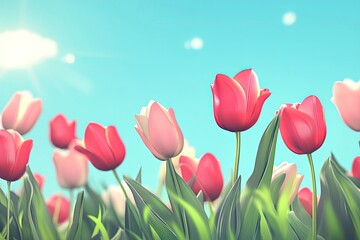 Tulip Flower Under Blue Sky in Field