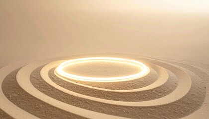 Fototapeta premium Illuminating energy circle display abstract setting visual art artistic environment aerial view concept of light and motion