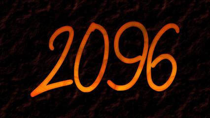 3D fire text effect of number 2096 on dark background.	