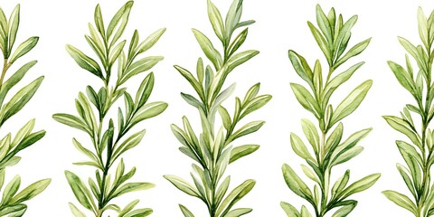 Fototapeta premium Watercolor Rosemary Sprigs