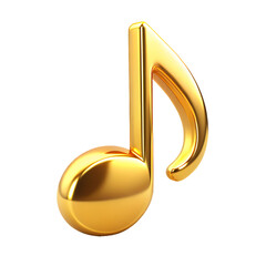 a glossy gold music note symbol isolated on white background PNG