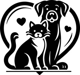 Obraz premium Pet Adoption Logo Featuring a Dog and Cat with Heart Design