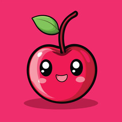 Cherry mascot cute cartoon no details solid background bright