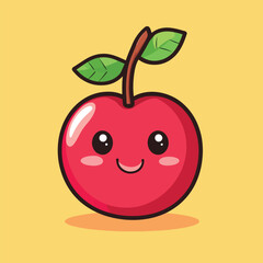 Cherry mascot cute cartoon no details solid background bright