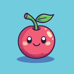 Cherry mascot cute cartoon no details solid background bright