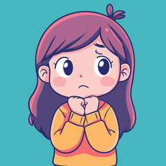 confusion girl mascot cute cartoon no details solid background bright