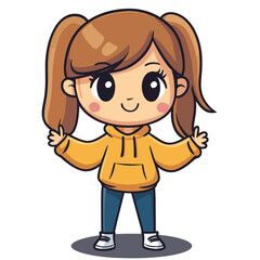 happy girl mascot cute cartoon no details solid background bright