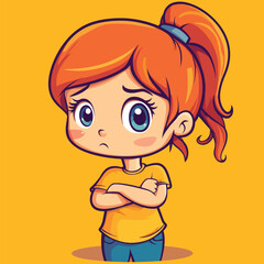 confusion girl mascot cute cartoon no details solid background bright