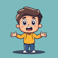 shocked man mascot cute cartoon no details solid background bright