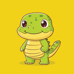 Crocodile mascot cute cartoon no details solid background bright
