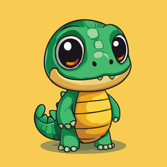 Crocodile mascot cute cartoon no details solid background bright