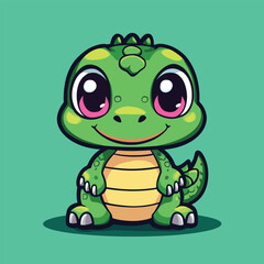 Crocodile mascot cute cartoon no details solid background bright