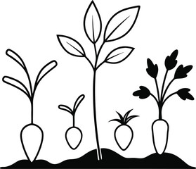 Continuous line drawing of vegetable plants emphasizing minimalistic garden design organic growth greenery and nature inspired eco friendly plant visuals