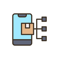 Obraz premium Distribution app colored icons, minimalist vector illustration ,simple transparent graphic element .Isolated on white background