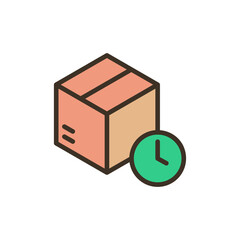 Package time colored icons, minimalist vector illustration ,simple transparent graphic element .Isolated on white background