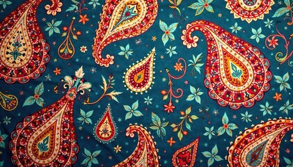 Classic paisley print with teardrop shapes and ornate details , fabric, paisley