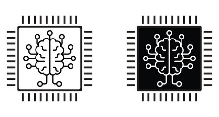 Obraz premium Artificial Intelligence Brain Circuit Board Icon Vector Illustration.