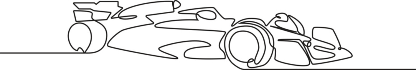 Continuous line art drawing of Formula one F2 racing car. Formula car sports line art drawing vector illustration.