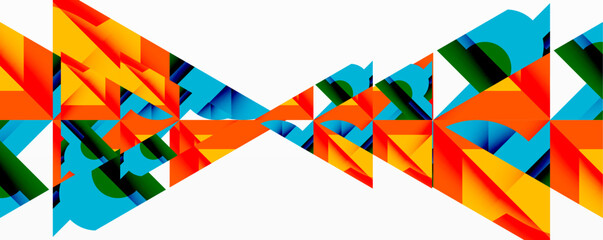 Obraz premium Abstract geometric shapes create dynamic composition. Bright colors, triangles dominate design, suggesting movement, energy.
