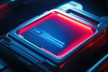 Futuristic processor with glowing UI