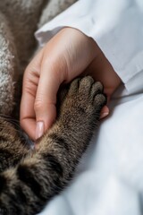 Heartwarming Connection Between Veterinarian and Cat in Soft Lighting