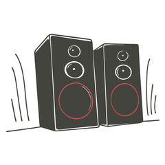 Fototapeta premium Audio Speakers Vibrating Sound Waves on a White Background 