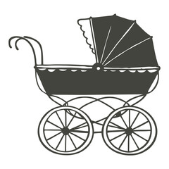Vintage baby stroller illustration on white background  