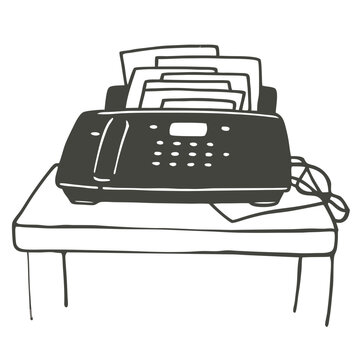 Fax machine on desk with documents ready to send  