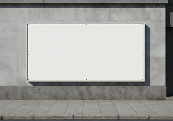 Versatile Ad Space—Blank Billboard Positioned on a Sidewalk Wall in a Neutral Environment