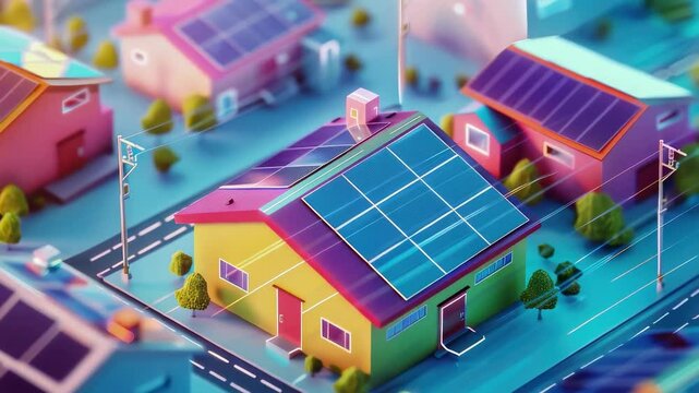 house with solar panels. Selective focus