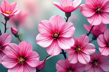 Delicate fuchsia flower print, repeating motif , subtle, fuchsia