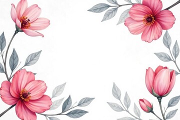 Fototapeta premium Delicate watercolor floral pattern on white background, art, pretty