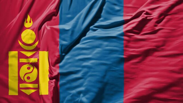 mongolia waving flag &ndash; realistic cloth animation