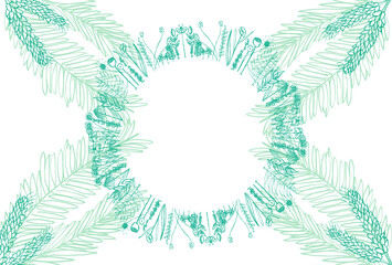 Elegant Green Botanical Wreath Design on transparant Background