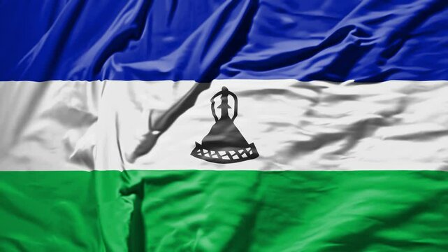 lesoto waving flag &ndash; realistic cloth animation