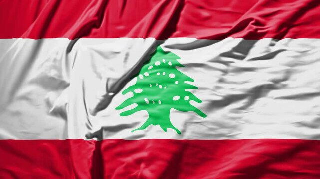lebanon waving flag &ndash; realistic cloth animation