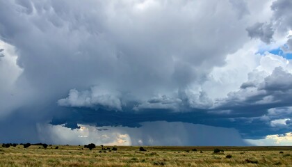 Dramatic thunderstorm developing over vast plains nature photography cloud formations open landscape wide angle view weather patterns