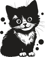 Pastel Cartoon Kitten Illustration with Fluffy Fur