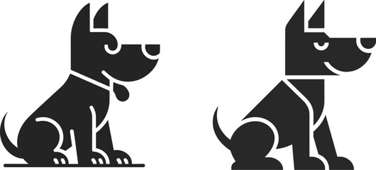 Minimalist Geometric Logo of a Sitting Dog in Side Profile