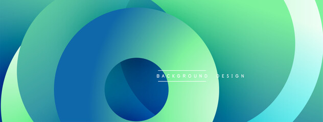 Abstract circles overlap, creating vibrant blue, green gradients. Modern design element for backgrounds, presentations. Smooth transitions present visual harmony.