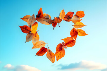 Autumn Leaves Heart Shaped Photo: Nature Photography of Fall Foliage Arranged in a Heart