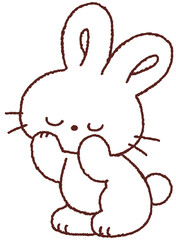 귀여운 토끼 캐릭터의 라인 드로잉 일러스트